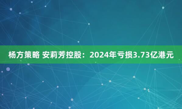 杨方策略 安莉芳控股：2024年亏损3.73亿港元