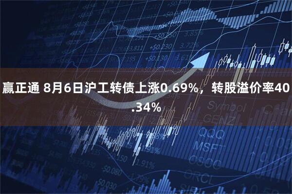 赢正通 8月6日沪工转债上涨0.69%，转股溢价率40.34%