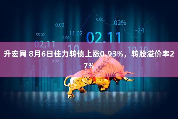 升宏网 8月6日佳力转债上涨0.93%，转股溢价率27%