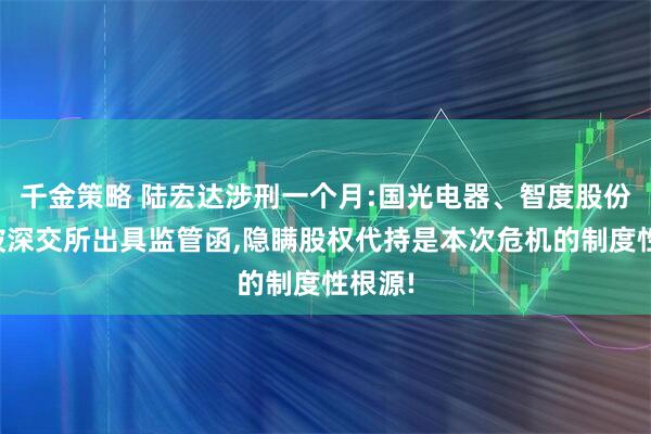 千金策略 陆宏达涉刑一个月:国光电器、智度股份双双被深交所出具监管函,隐瞒股权代持是本次危机的制度性根源!